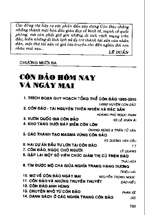 Côn Đảo hôm nay và ngày mai Phần II Chương XIII