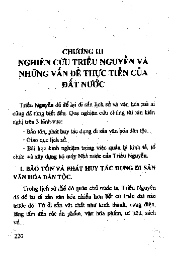 Chương III Nghiên cứu triều Nguyễn và những vấn đề thực tiễn của đất nước