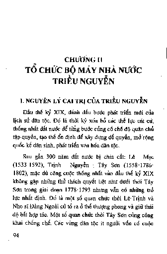 Chương II Tổ chức bộ máy nhà nước Triều Nguyễn