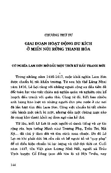 Chương thứ tư Giai đoạn hoạt động du kích ở miền núi rừng Thanh Hóa