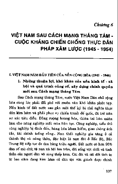 Chương VI Việt Nam sau cách mạng tháng Tám - Cuộc kháng chiến chống thực dân Pháp xâm lược (1945 - 1954)