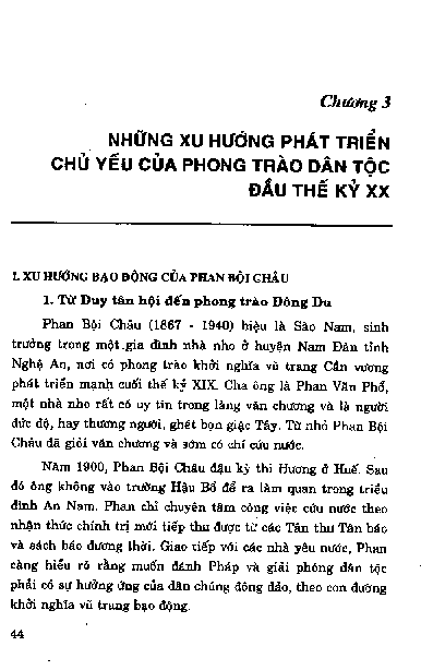 Chương III Những xu hướng phát triển chủ yếu của phong trào dân tộc đầu thế kỷ XX