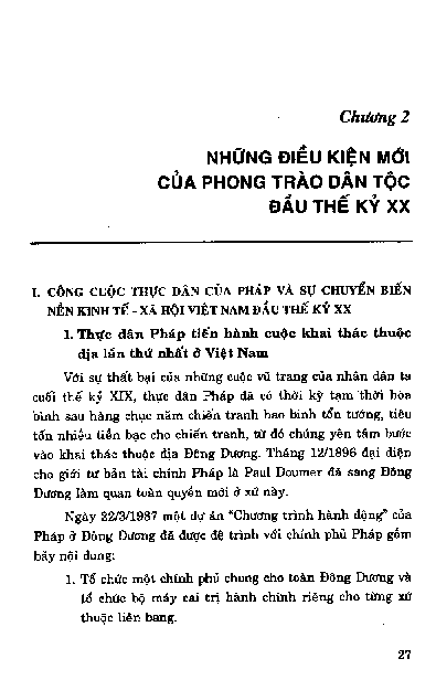 Chương II Những điều kiện mới của phong trào dân tộc đầu thế kỷ XX
