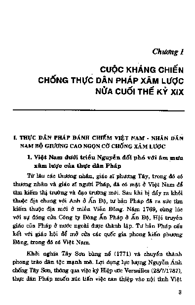 Chương I Cuộc kháng chiến chống thực dân Pháp xâm lược nửa cuối thế kỷ XIX