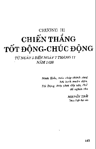 Chiến thắng Tốt Động - Chúc Động (từ ngày 5 đến ngày 7 tháng 11 năm 1426) Chương III