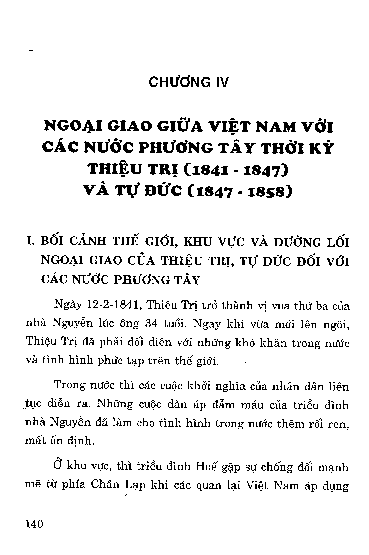 Ngoại giao giữa Việt Nam với các nước phương Tây thời kì Thiệu Trị (1841 - 1847) và Tự Đức (1847 - 1858 ) Chương IV
