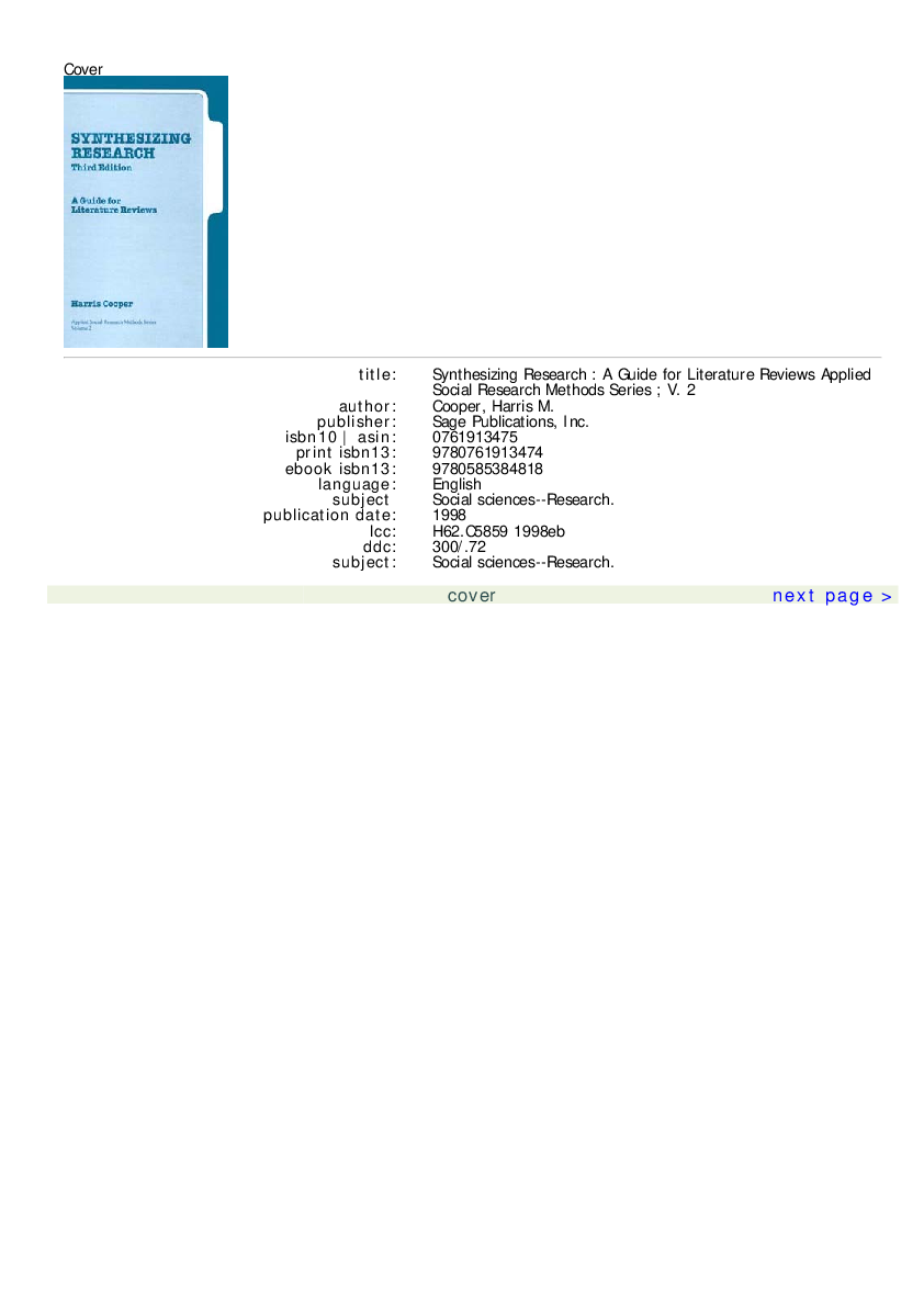 Synthesizing research a guide for literature reviews