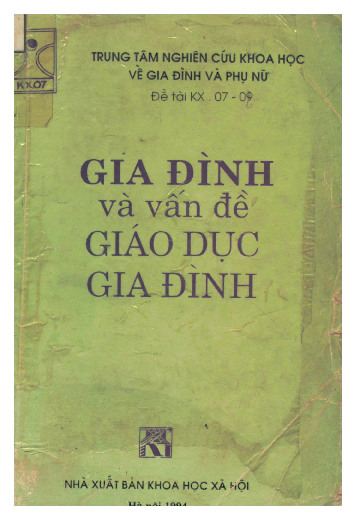Gia đình và vấn đề giáo dục gia đình đề tài KX-07-09
