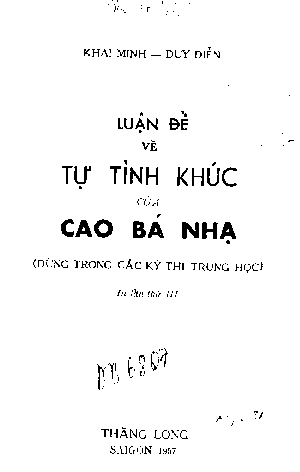 Luận đề về Tự Tình khúc của Cao Bá Nhạ Dùng trong các kỳ thi trung học