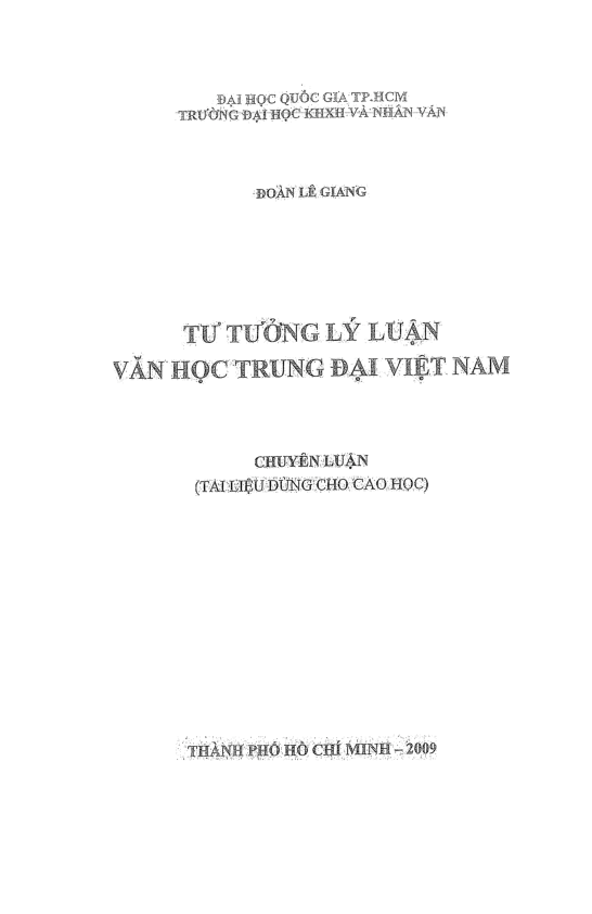 Tư tưởng lý luận văn học Trung đại Việt Nam chuyên luận tài liệu dùng cho cao học