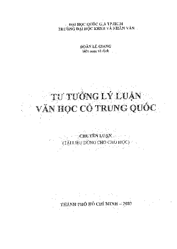 Tư tưởng lý luận văn học cổ Trung Quốc chuyên luận tài liệu dùng cho cao học