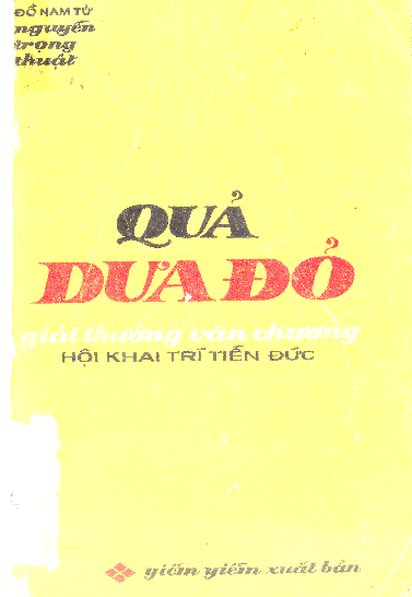 Quả dưa đỏ phiêu lưu tiểu thuyết được giải thưởng văn chương hội Khai Trí Tiến Đức năm 1925