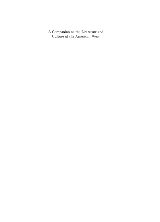 A companion to the literature and culture of the American west
