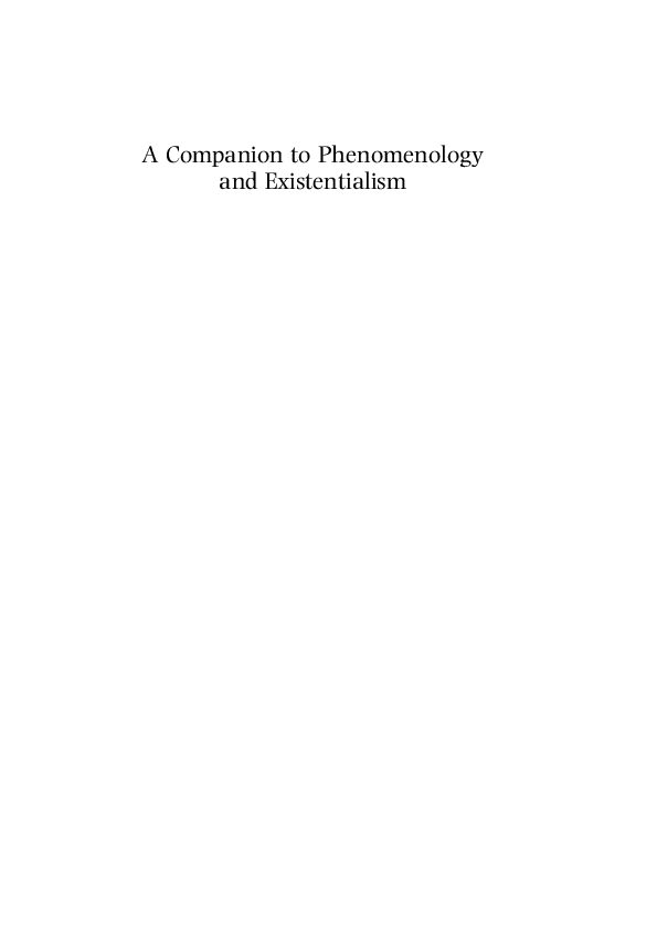 A companion to phenomenology and existentialism