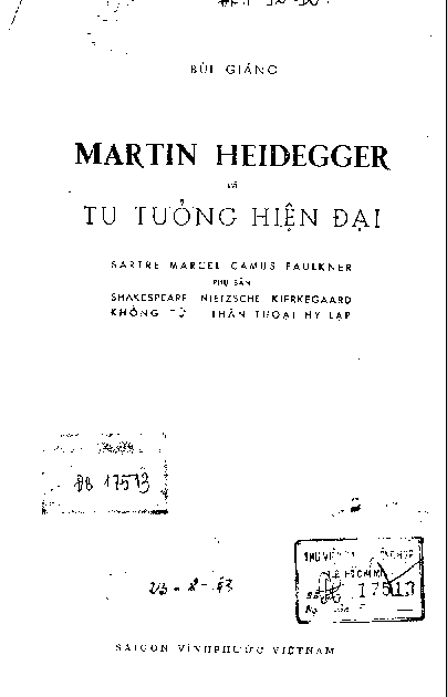 Martin Heidegger và tư tưởng hiện đại Sartre Marcel Camus Faulkner