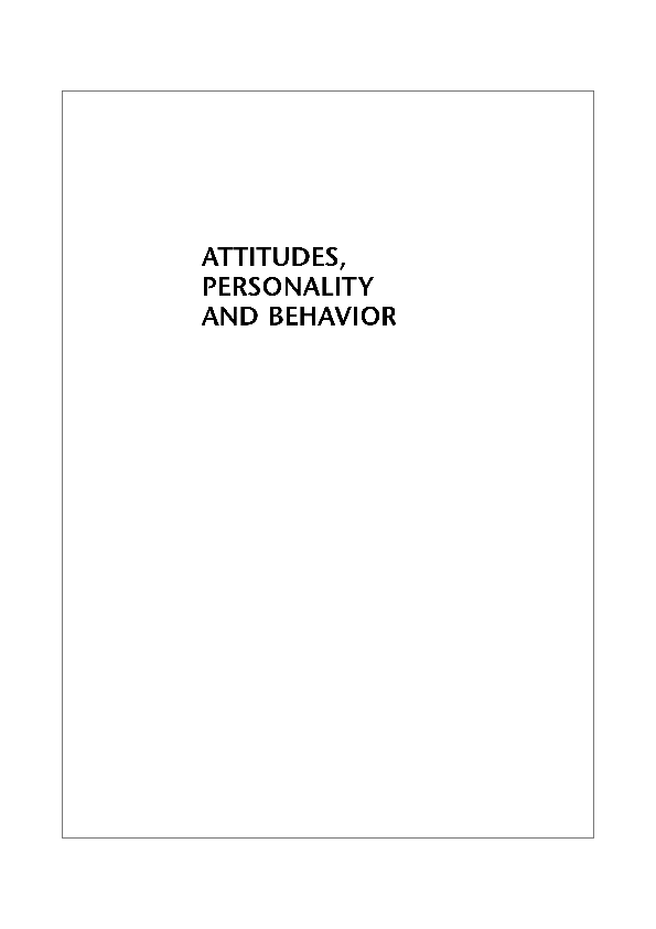 Attitudes,personality and behaviour