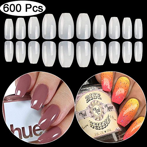 False Nails Fake Nails Short Coffin Nail Tips 600PCS Artificial Nails BTArtbox Short Ballerina Nails Full Cover Acrylic Nails Natural...
