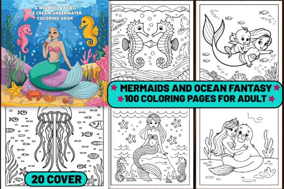 Mermaids and Ocean Fantasy Coloring Book Preview