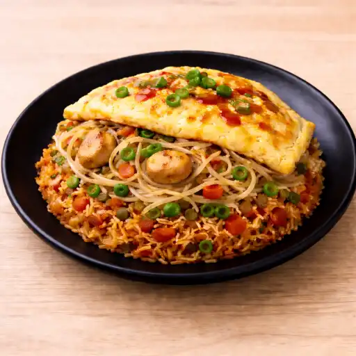 Half Chicken Tripple Fry Rice |