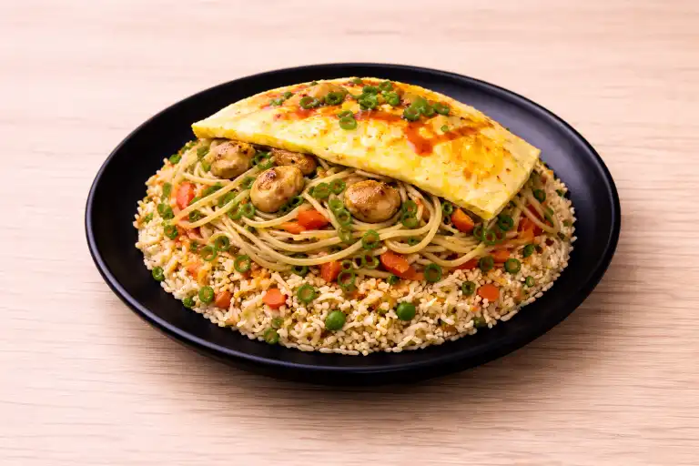 Half Chicken Hakka Tripple Noodles |