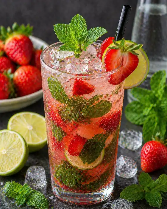 Strawberry Mojito | स्ट्रॉबेरी मोजितो