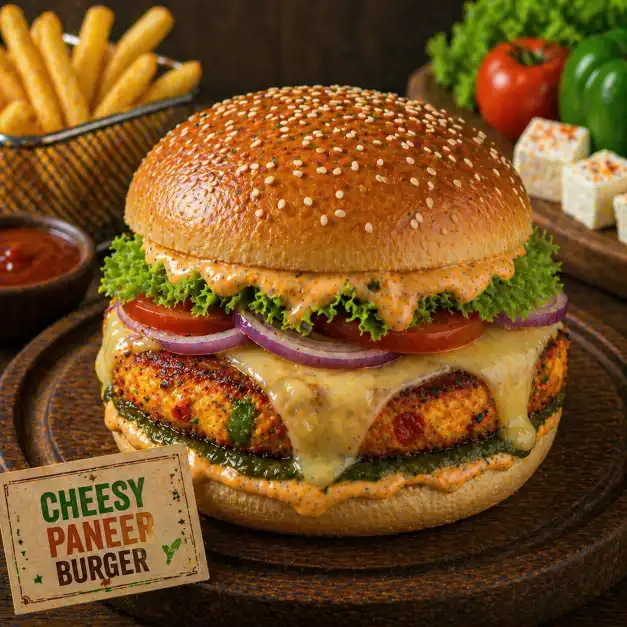 Cheesy Paneer Burger | चीजी पनीर बर्गर