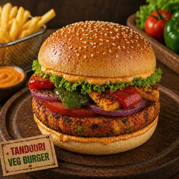 Tandoori Veg Burger | तंदुरी व्हेज बर्गर
