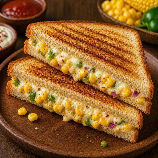 Corn Cheese Grilled Sandwich | कॉर्न चीज ग्रिल्ड सँडविच