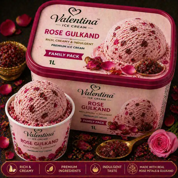 Rose Gulkand Ice Cream (Family Pack) | रोज गुलकंद आईस्क्रीम फॅमिली पॅक