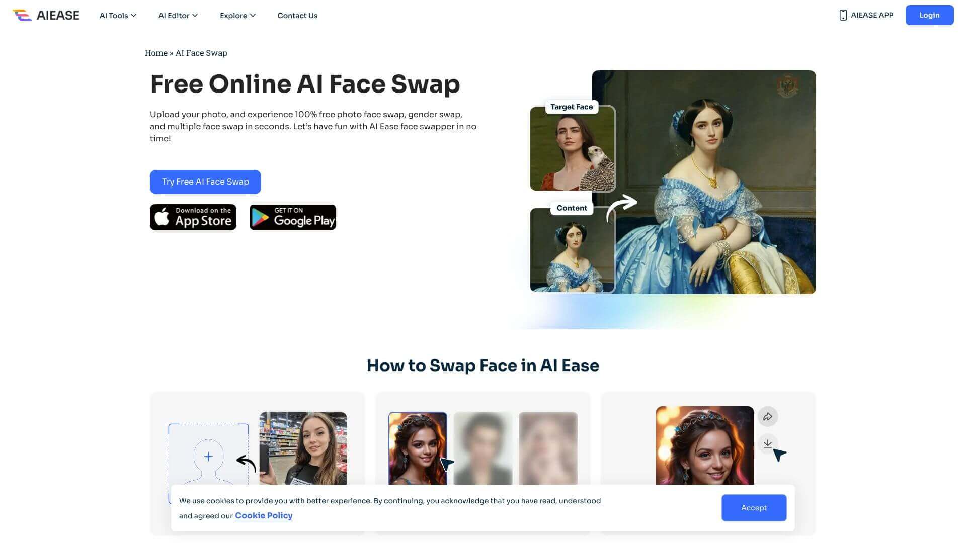 http://res.cloudinary.com/dokduyqpk/image/upload/v1761080699/AIapps%20Screenshots/AI%20Ease%20Face%20Swapper%20Screenshot.jpg landing page