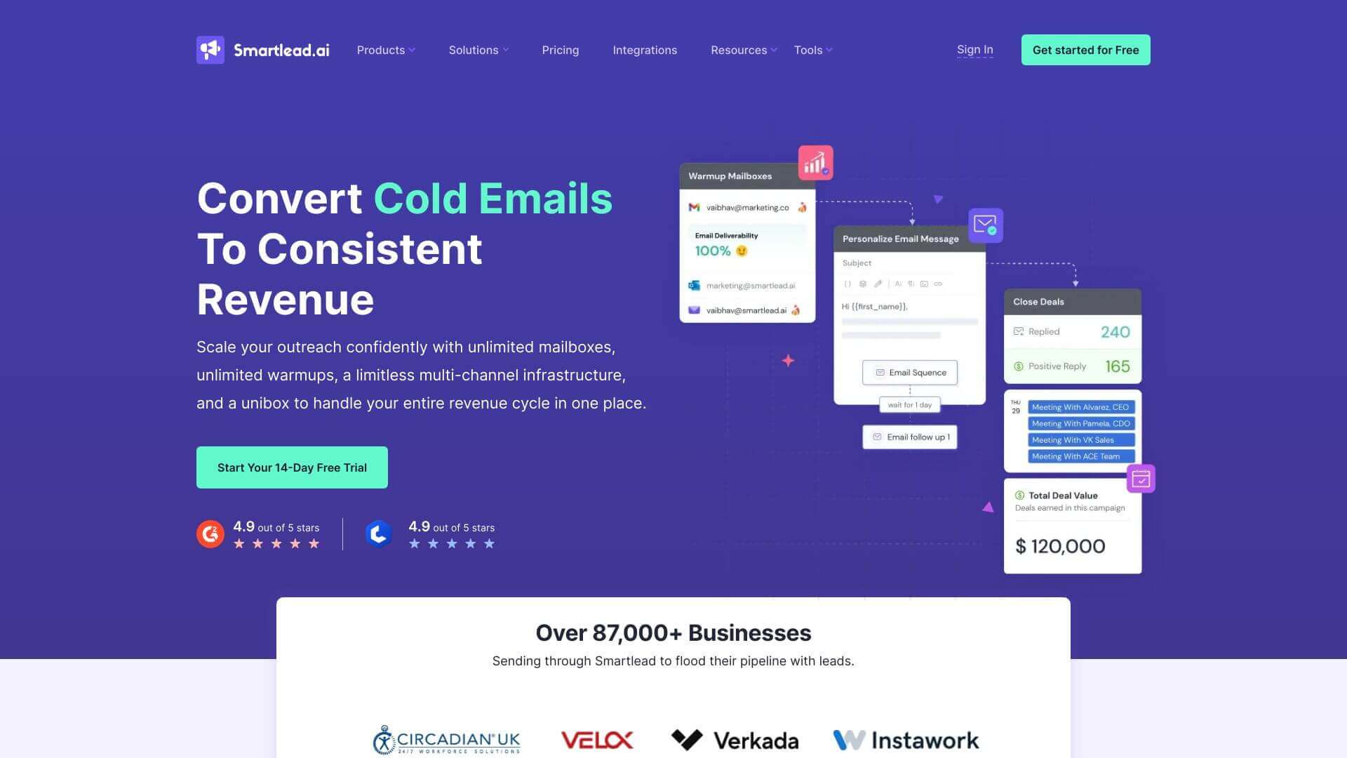 http://res.cloudinary.com/dokduyqpk/image/upload/v1761114555/AIapps%20Screenshots/Smartlead%20Screenshot.jpg landing page