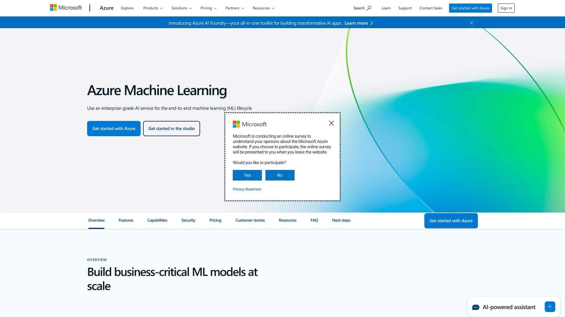 http://res.cloudinary.com/dokduyqpk/image/upload/v1761221498/AIapps%20Screenshots/Microsoft%20Azure%20Machine%20Learning%20Screenshot.jpg landing page