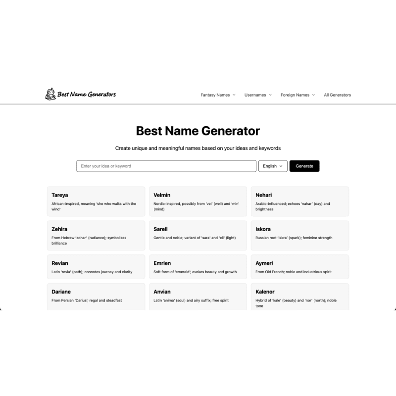 http://res.cloudinary.com/dokduyqpk/image/upload/v1761474449/AIapps%20Screenshots/Best%20Name%20Generator%20Screenshot.png landing page