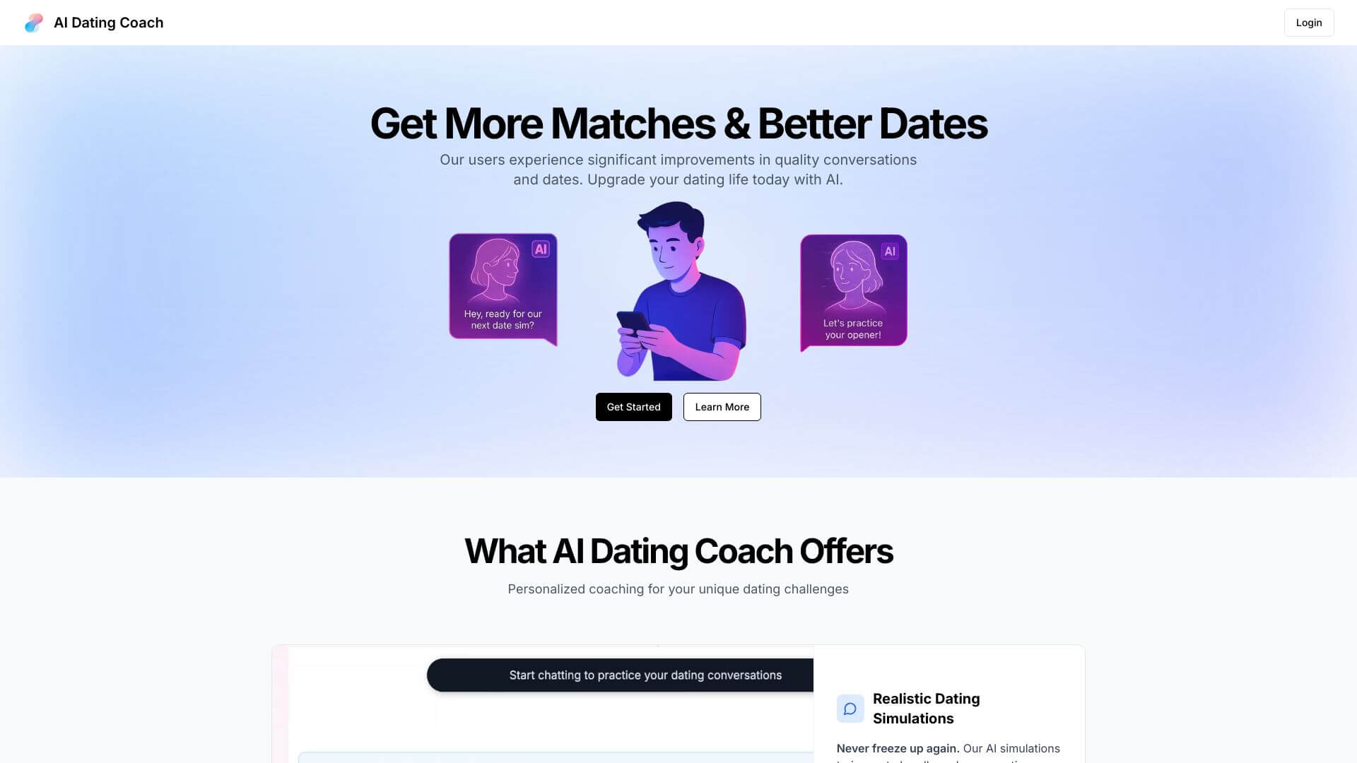 http://res.cloudinary.com/dokduyqpk/image/upload/v1761474603/AIapps%20Screenshots/AI%20Dating%20Coach%20by%20Mimetic%20Labs%20Screenshot.jpg landing page