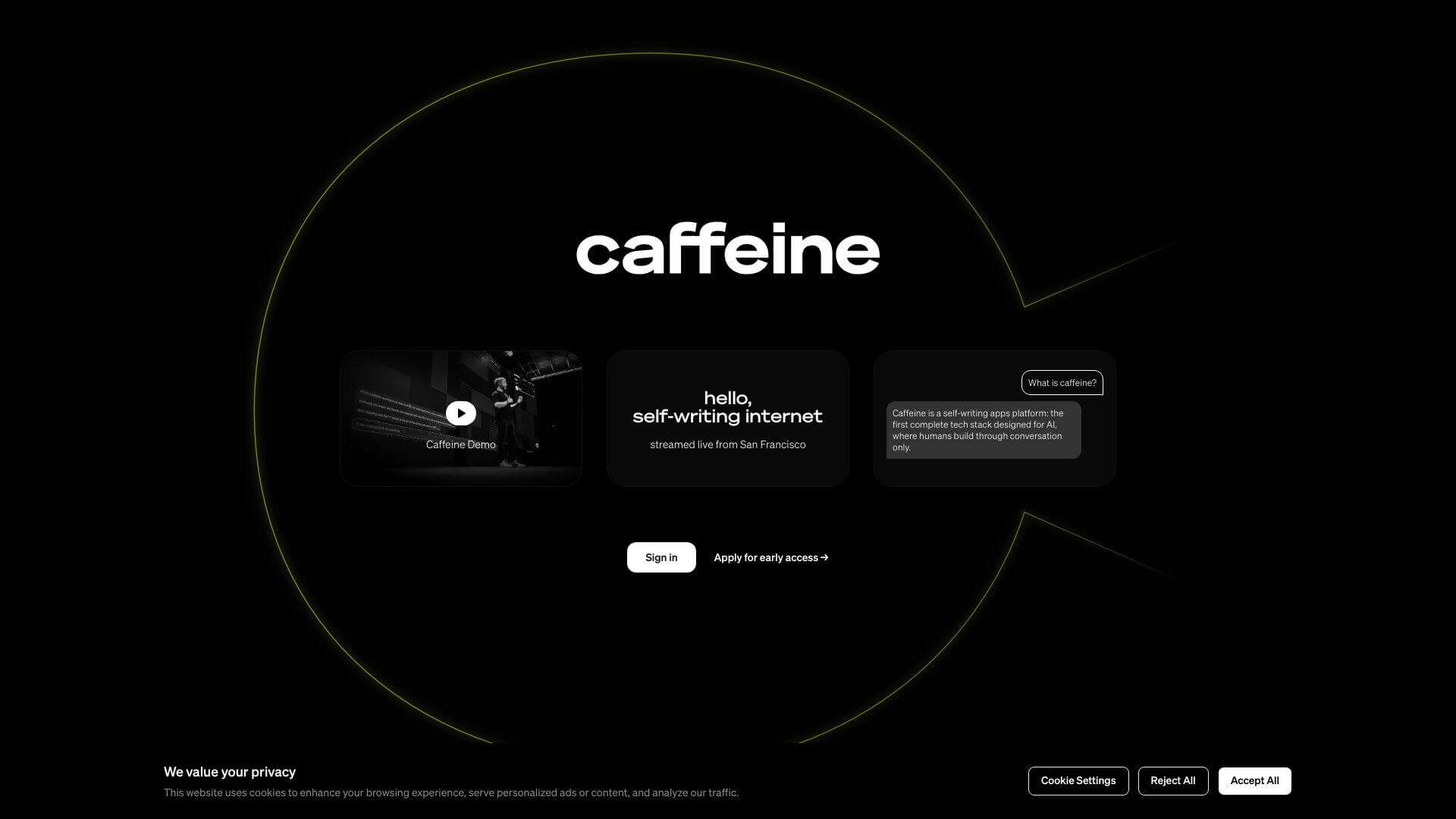 http://res.cloudinary.com/dokduyqpk/image/upload/v1761501976/AIapps%20Screenshots/Caffeine%20Ai%20Screenshot.jpg landing page