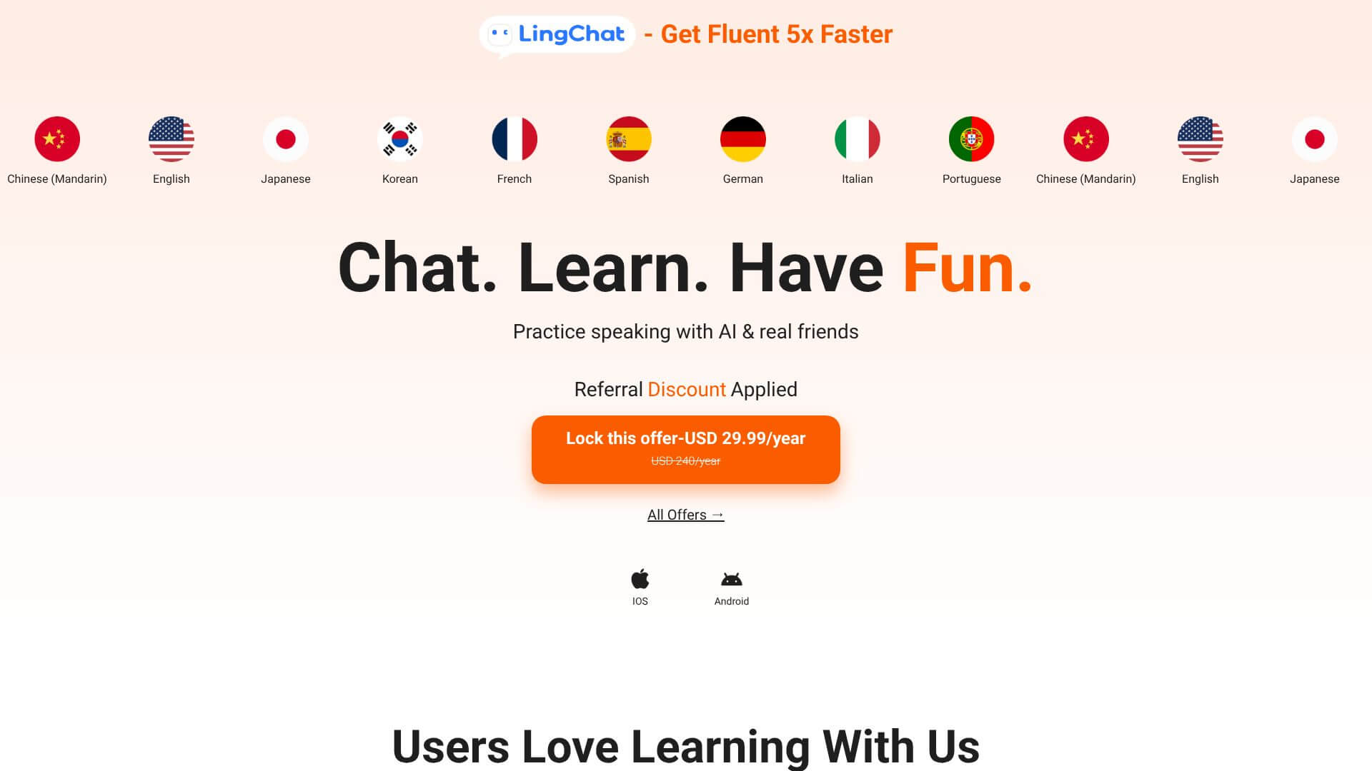 http://res.cloudinary.com/dokduyqpk/image/upload/v1761503691/AIapps%20Screenshots/LingChat%20Screenshot.jpg landing page