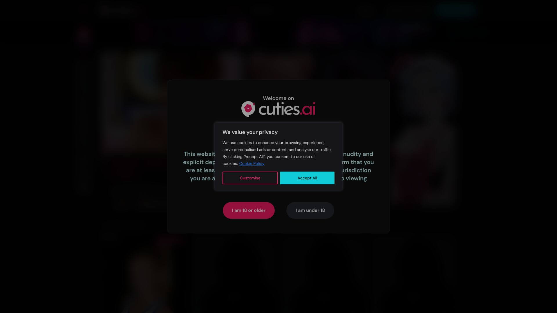 Cuties.ai landing page