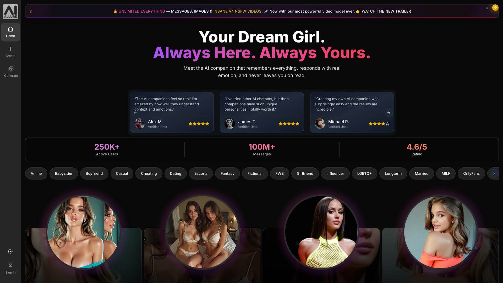 AI Girls by aiAllure landing page