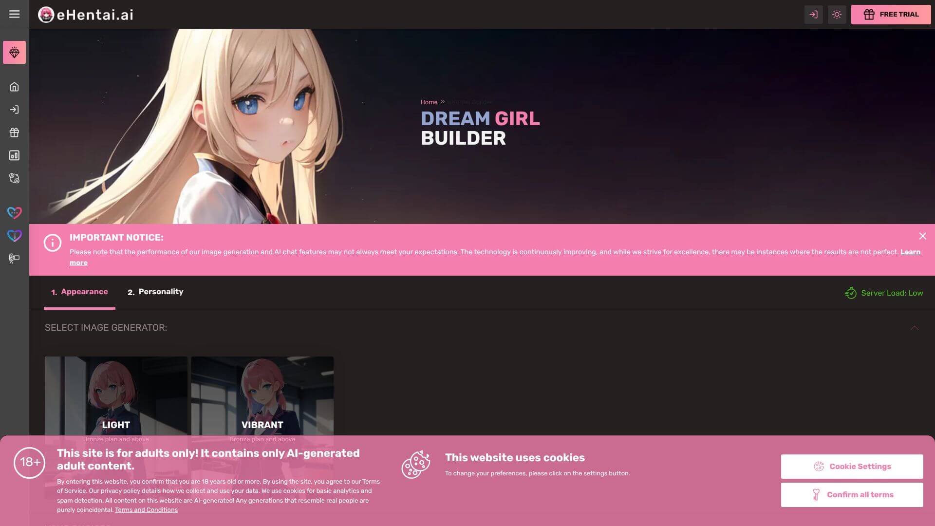 eHentai.ai landing page
