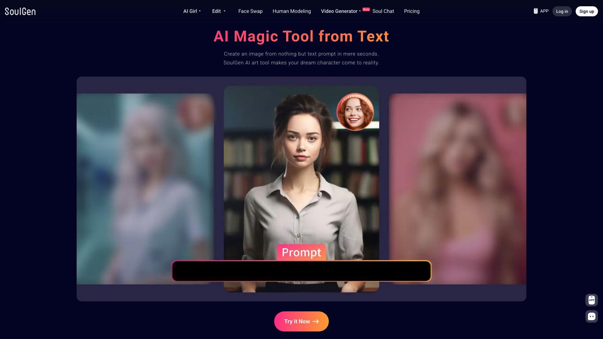 SoulGen AI landing page