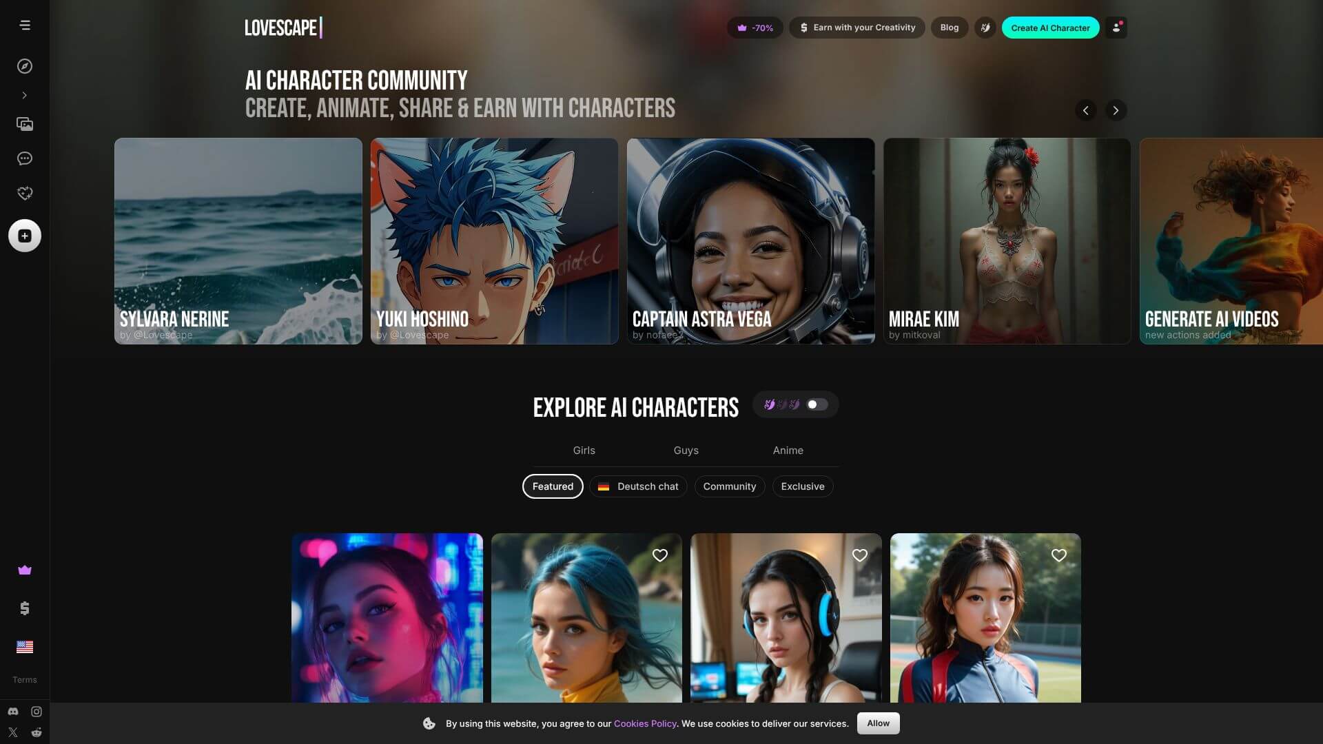 Lovescape landing page