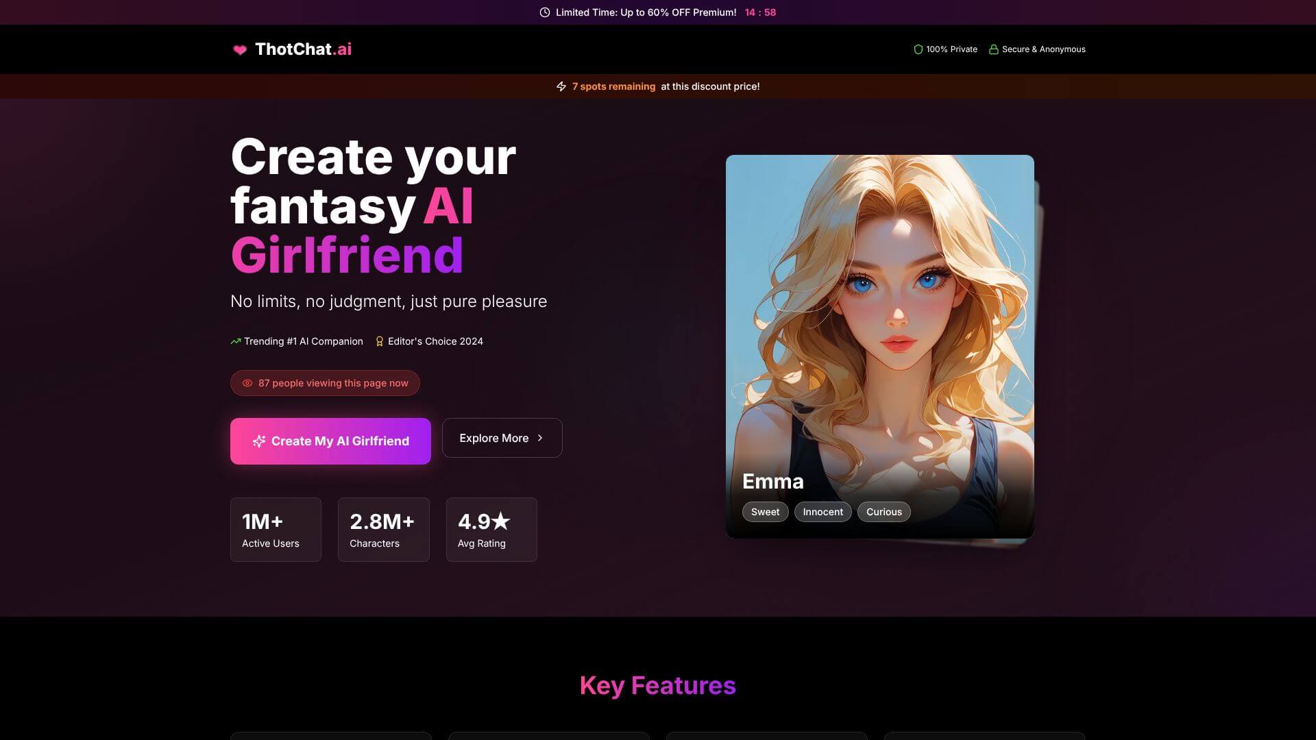 ThotChat landing page