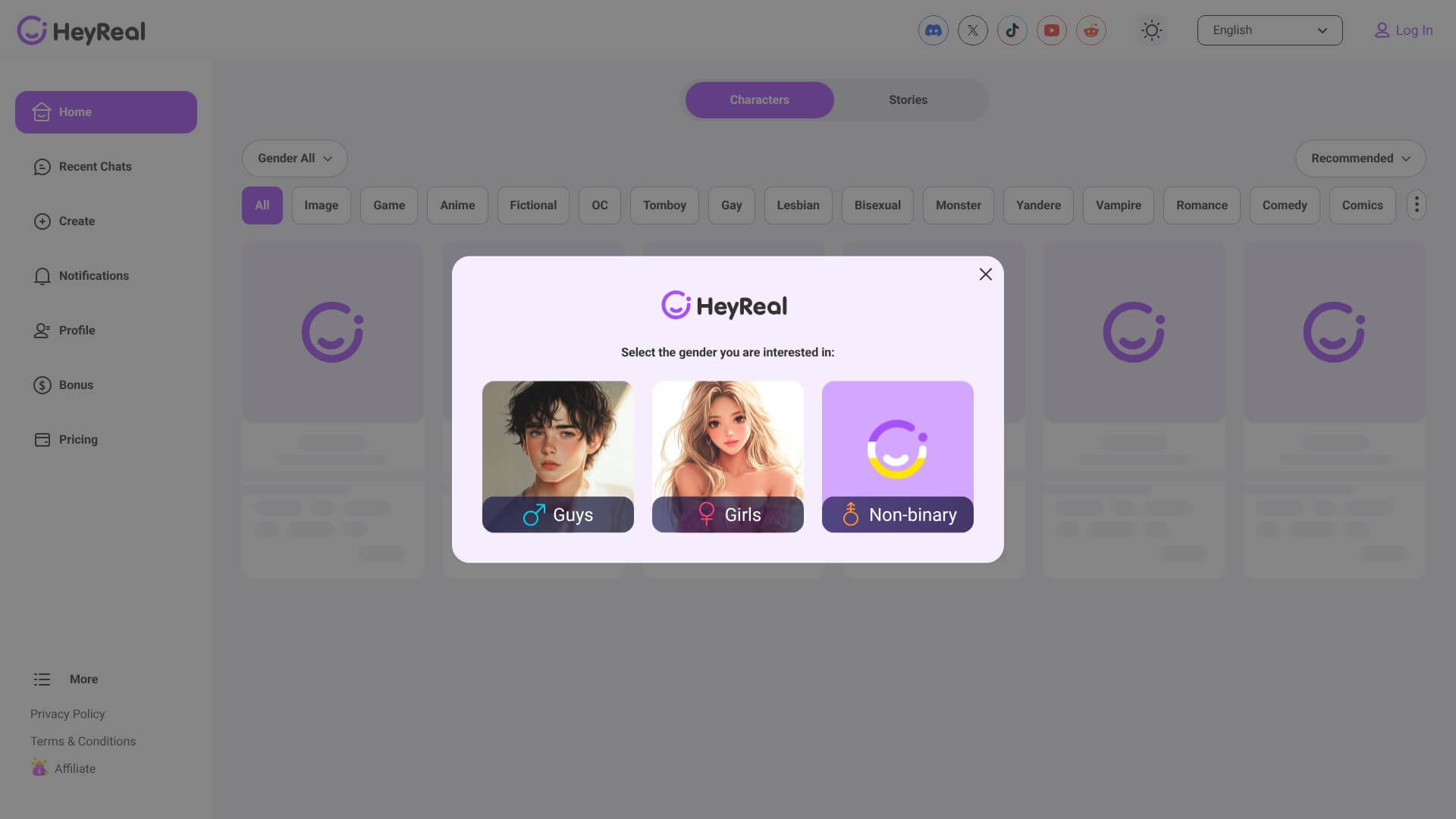 HeyReal landing page