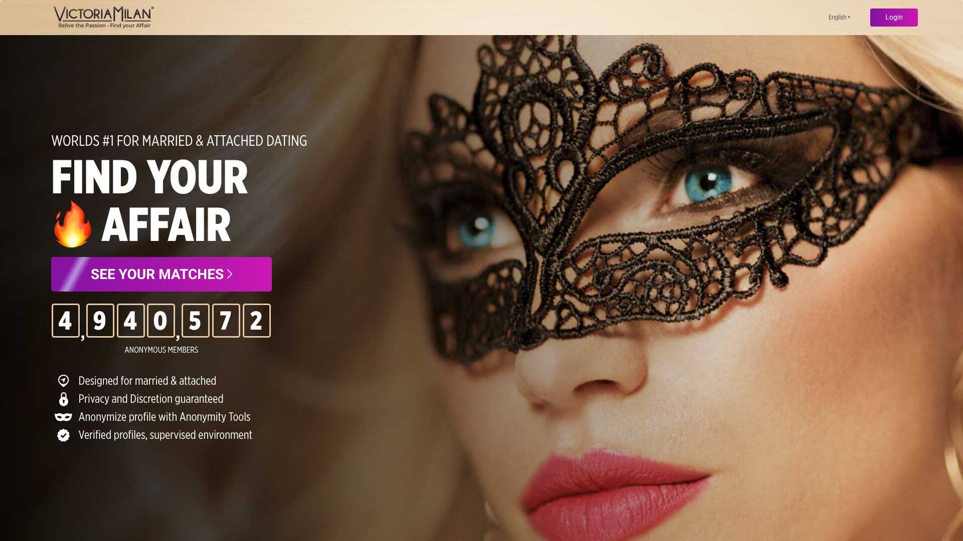 Victoria Milan landing page