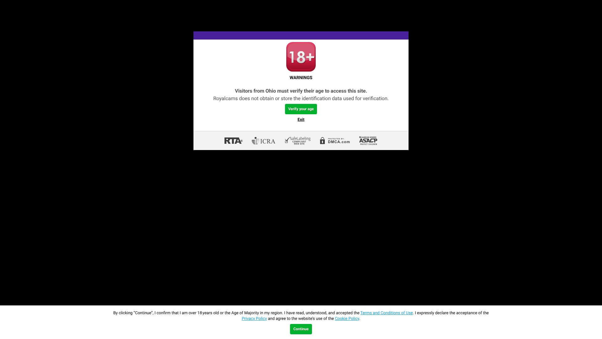 Royal Cams landing page