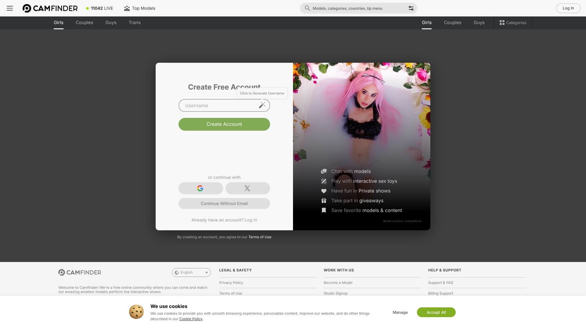 Visit X landing page