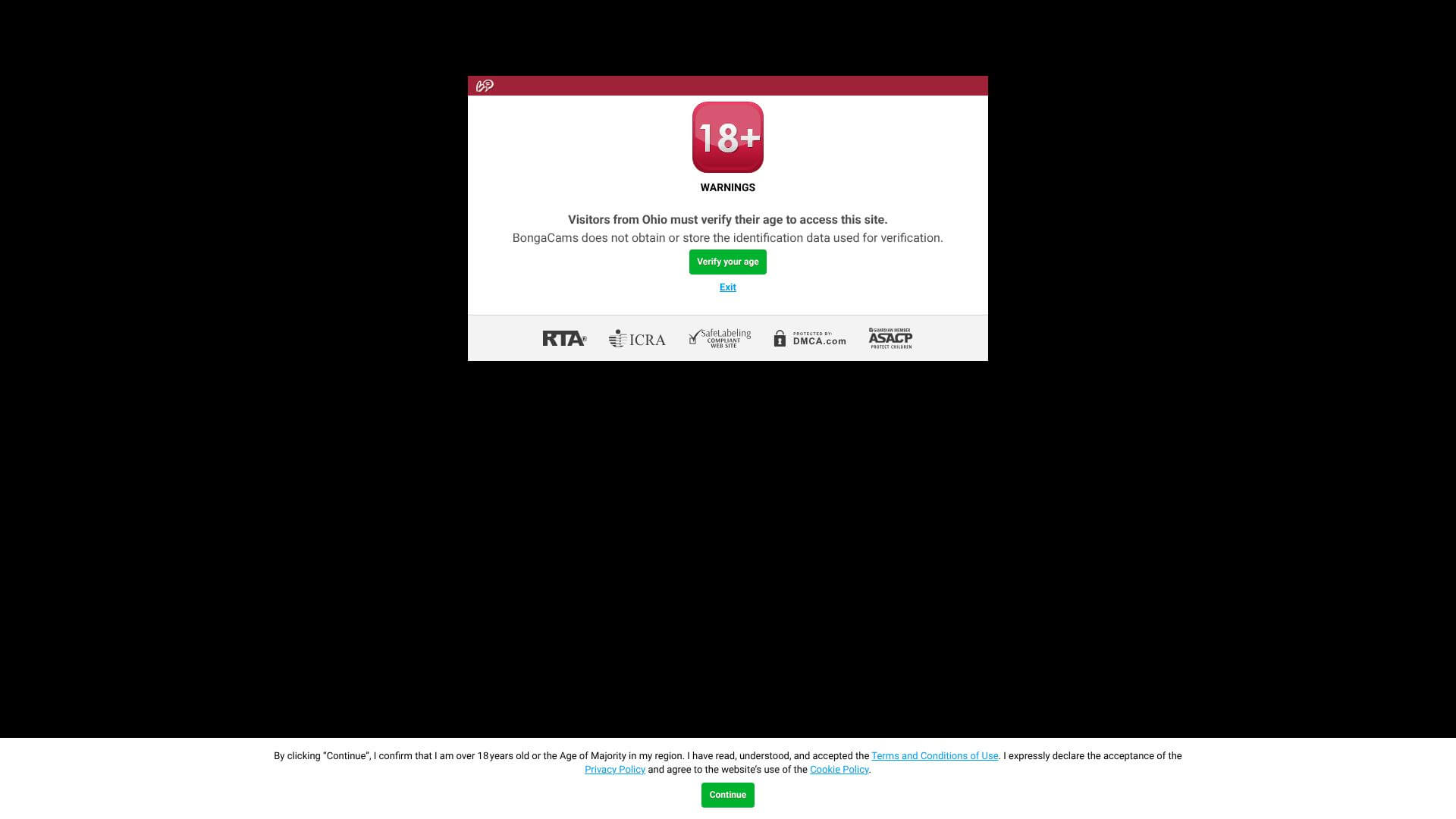 Bongacams landing page