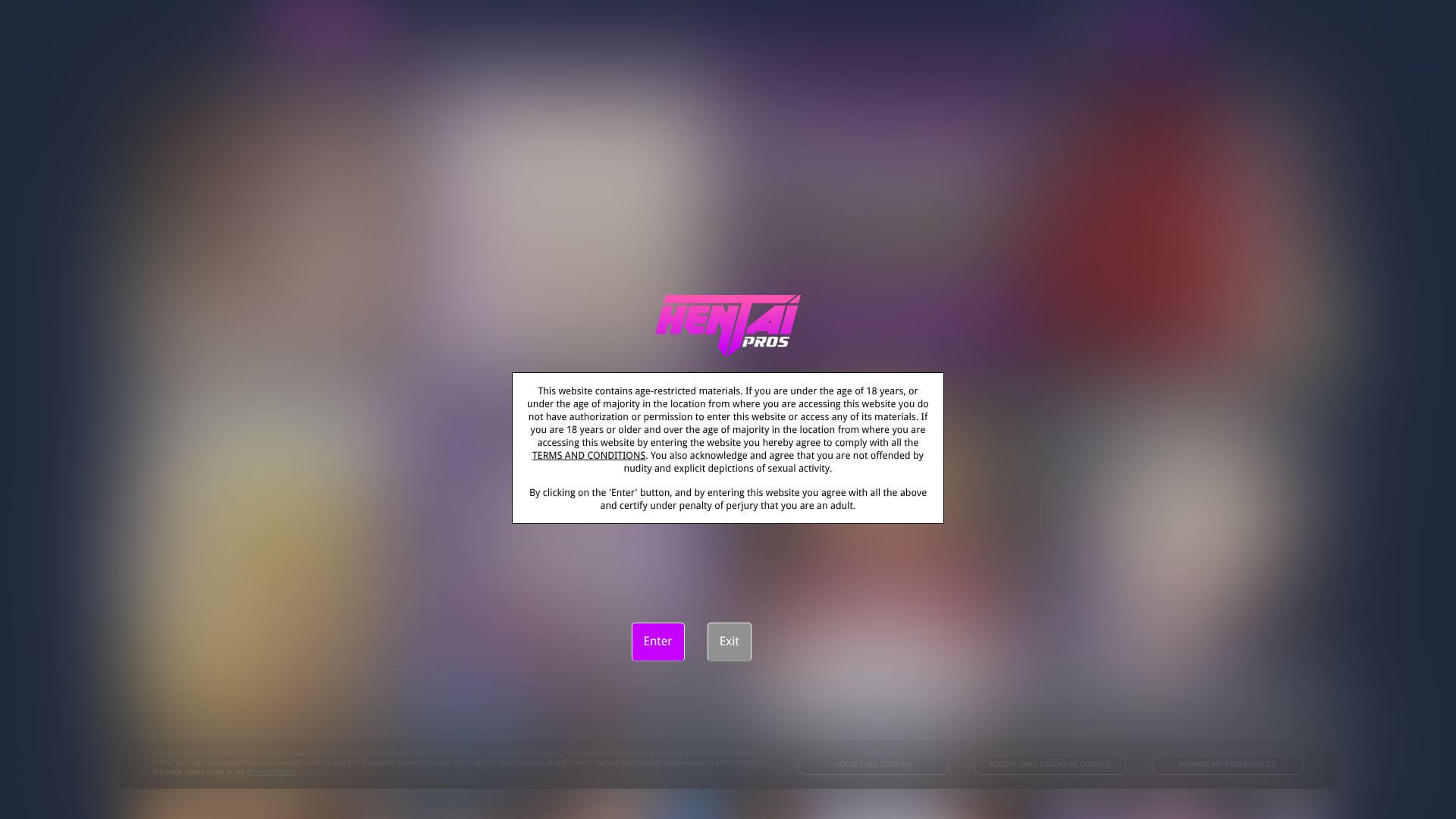 Hentai Pros landing page