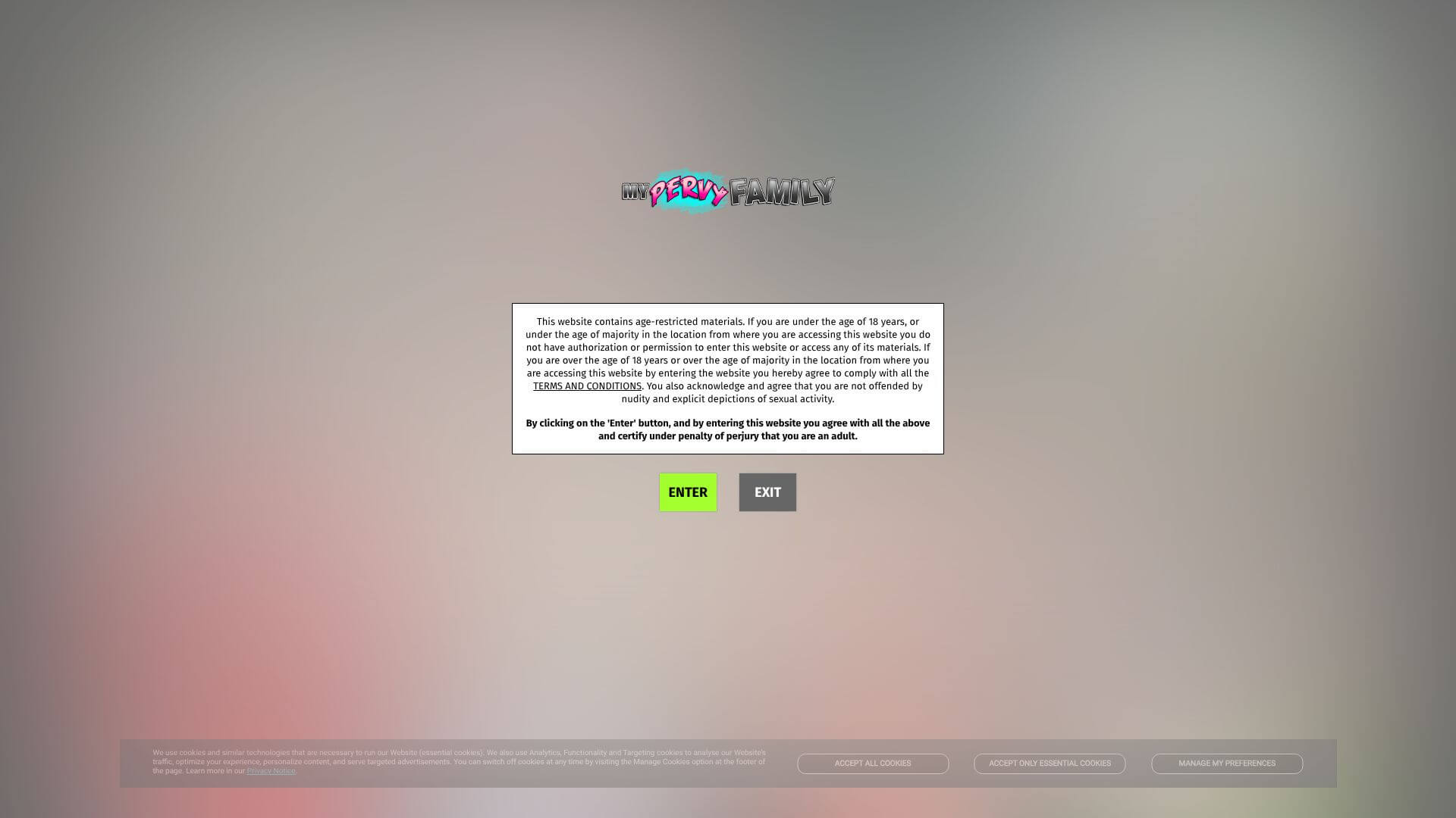 My Pervy Family landing page