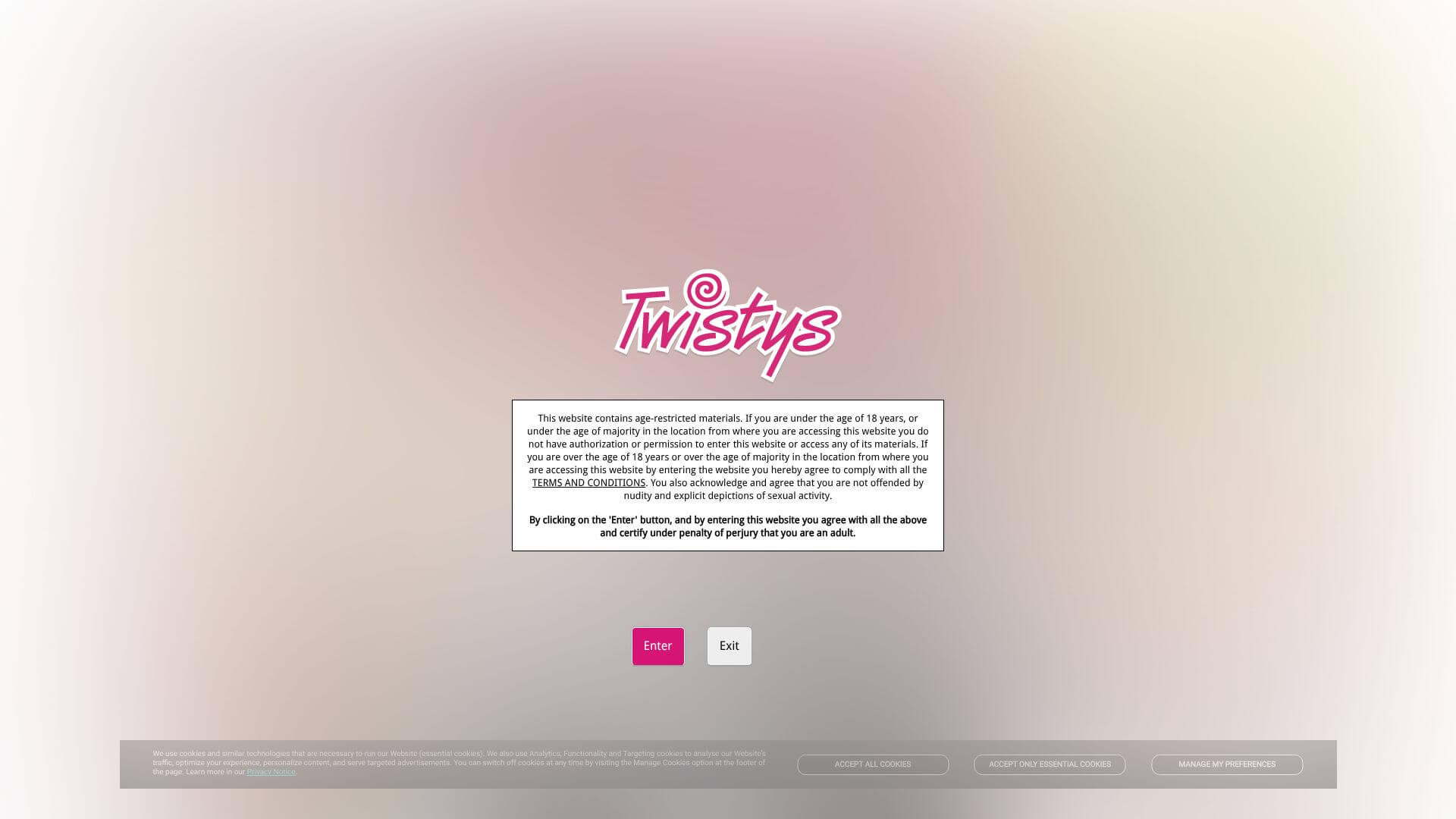 Twistys landing page